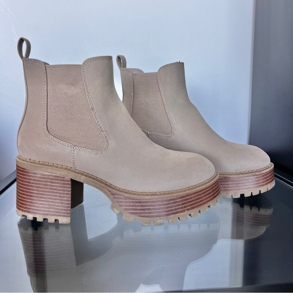MIA Tan Ankle Booties with Chunky Heel